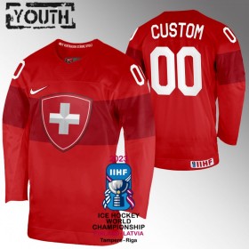 Schweiz tröja Customized IIHF World Championship 2023 Röd - NHL Tröjor Barn